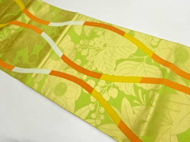 JAPANESE FUKURO OBI / WOVEN FLORAL PLANTS